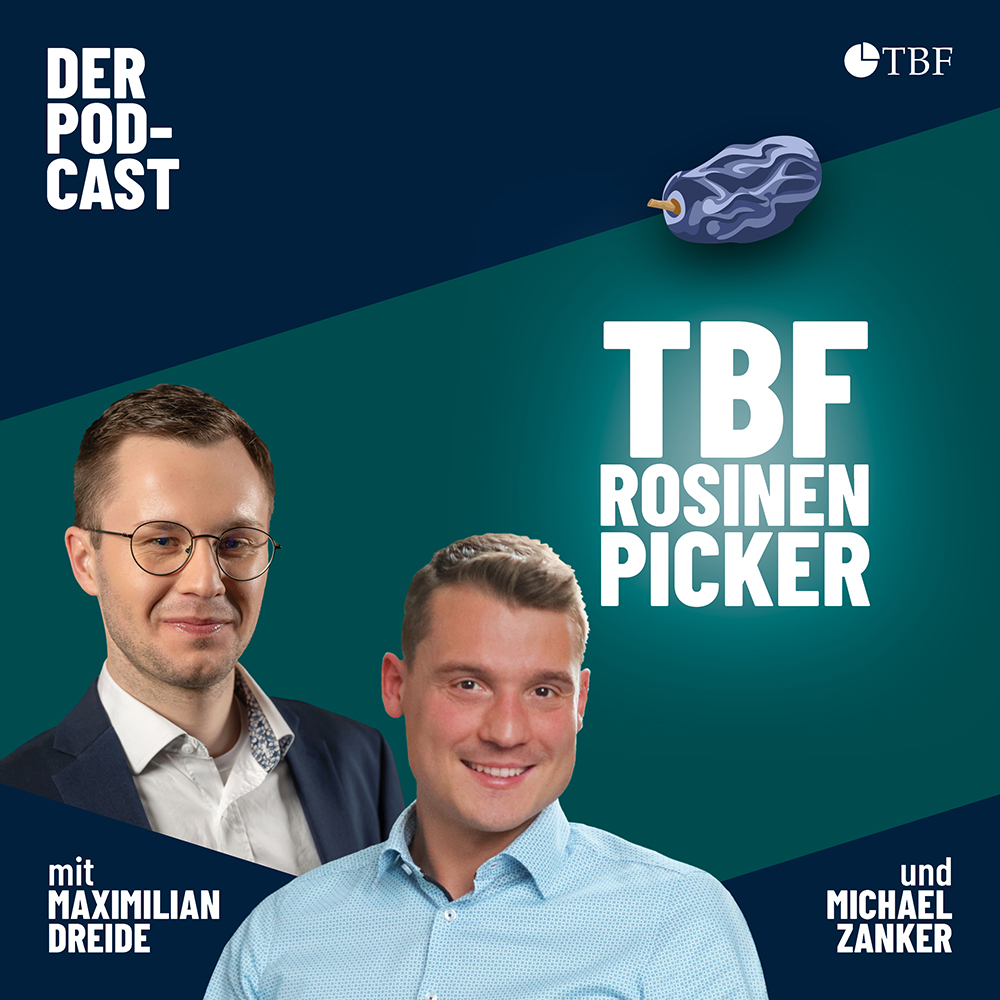 TBF Rosinenpicker Podcast Cover Bild zeigt Maximilian Dreide und Michael Zanker